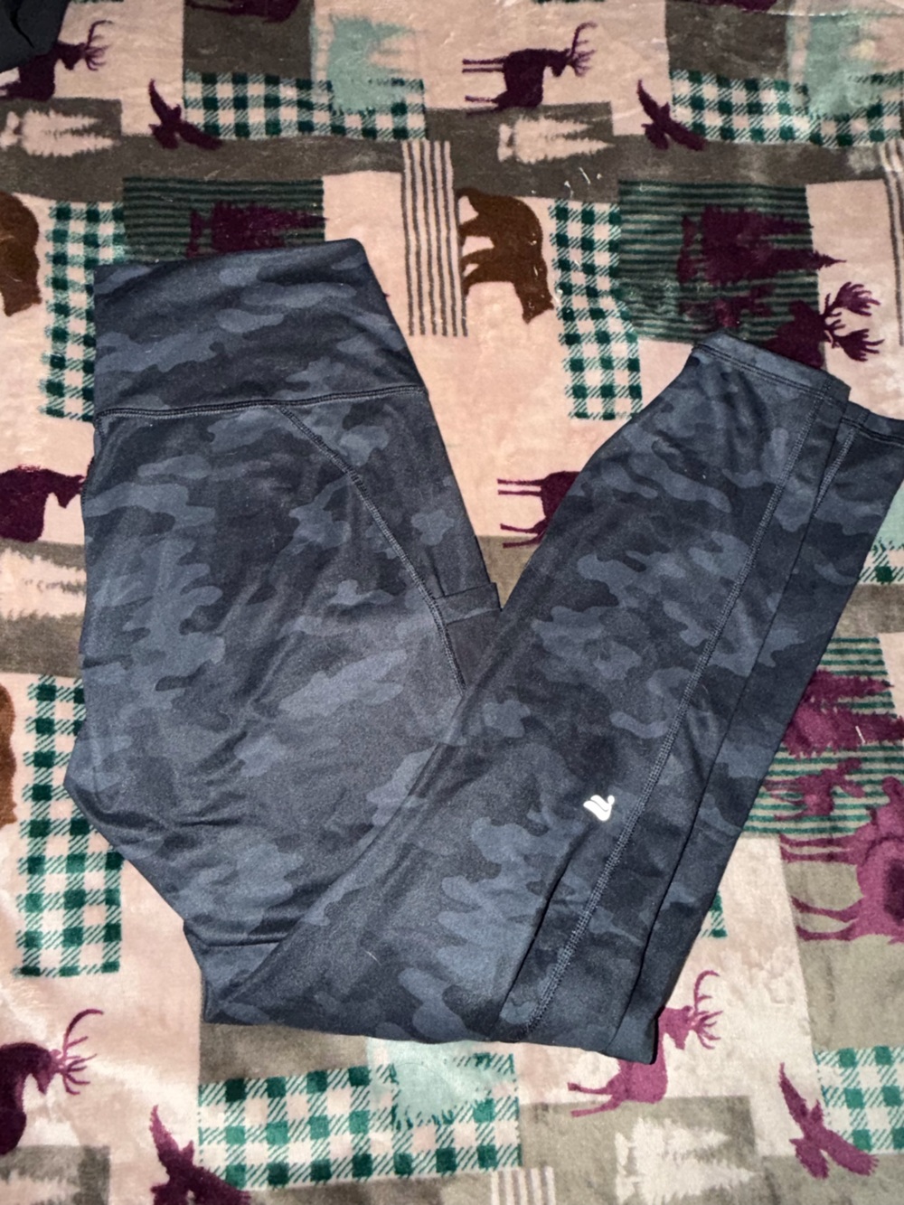 Fabletics PowerHold Dark Gray Camo Leggings